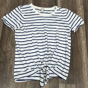 J.Crew Striped Tie-Waist‎ T-Shirt Nautical Casual Top XS